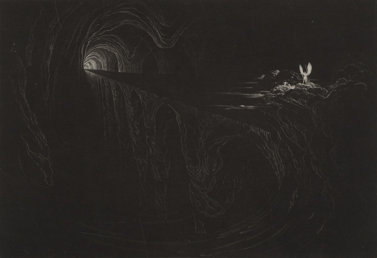 Most chaosu, kolem roku 1827 (mezzotinta) od John Martin