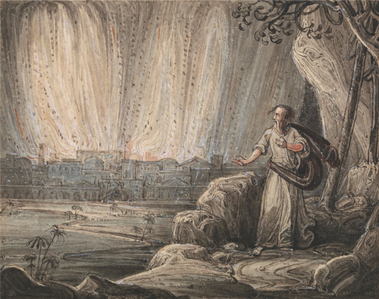 Lot prchající ze Sodomy od John Martin