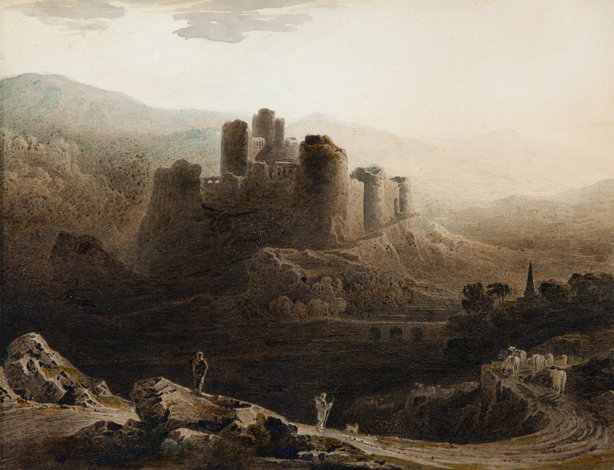 Měsíční svit - hrad Chepstow od John Martin