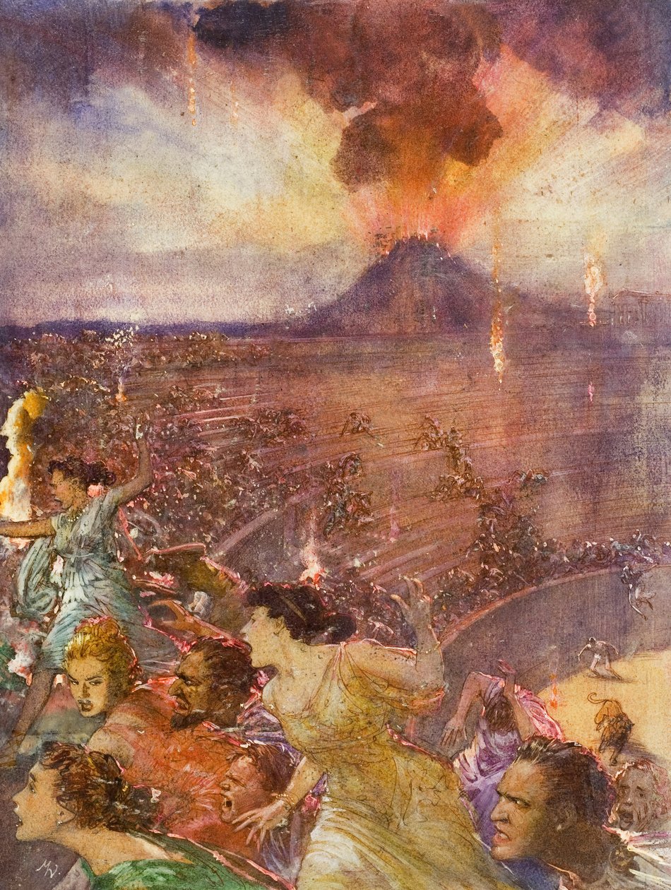 Erupce Vesuvu (kvaš na papíře) od John Millar Watt