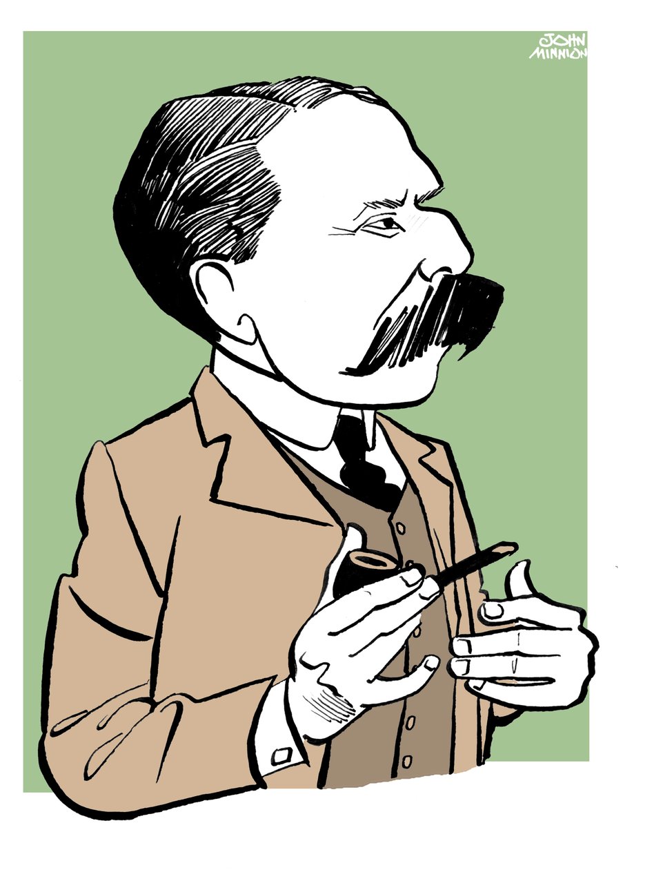 Edward Elgar - karikatura s dýmkou od John Minnion