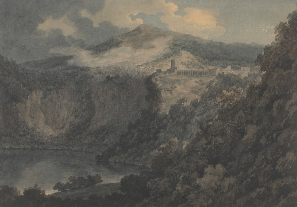 Jezero a město Nemi od John Robert Cozens
