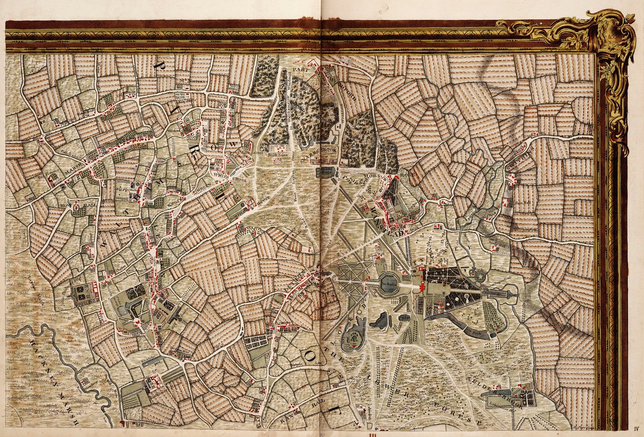 Mapa Hackney, Waltham a Wanstead od John Rocque