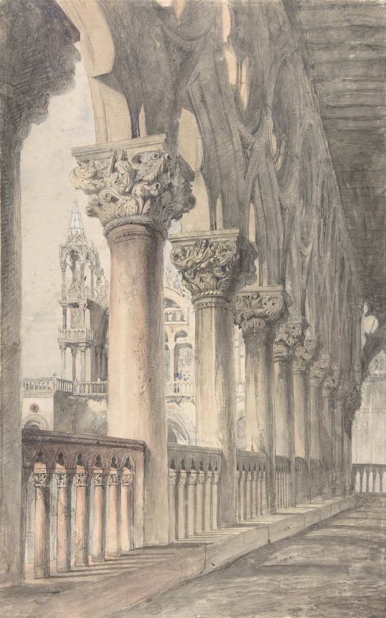 Lodžie Dóžecího paláce, Benátky, 1849-50. od John Ruskin