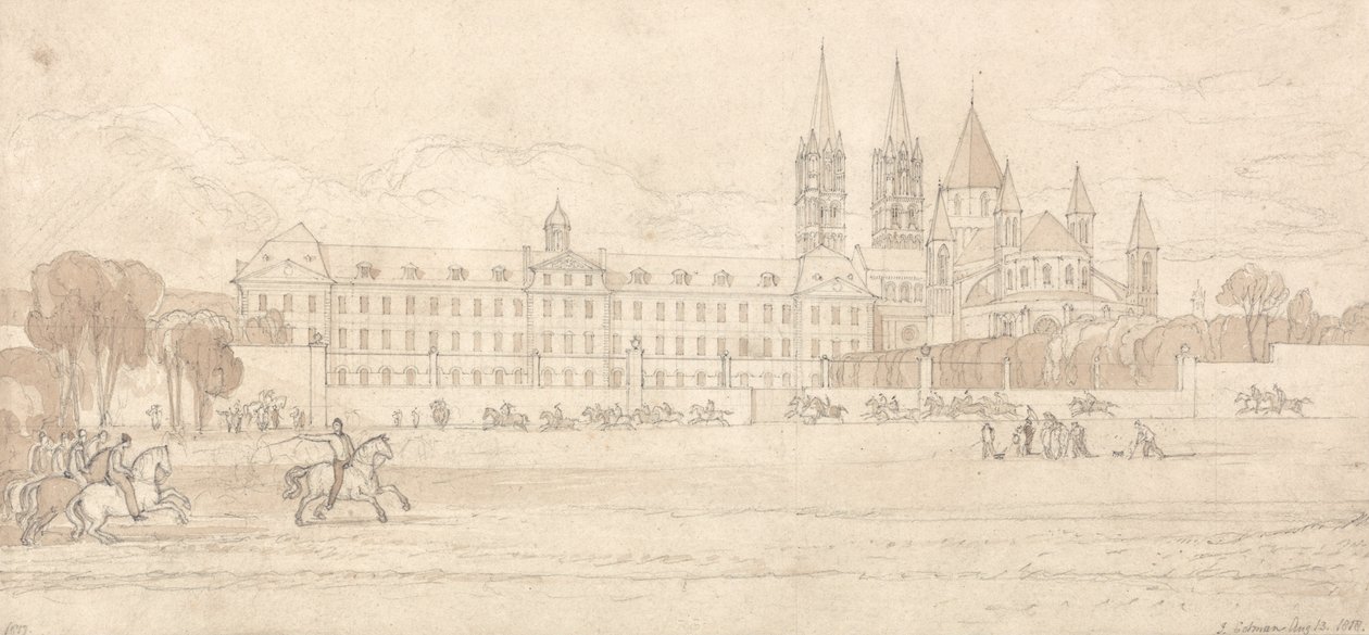 Abbaye Aux Hommes, Caen od John Sell Cotman