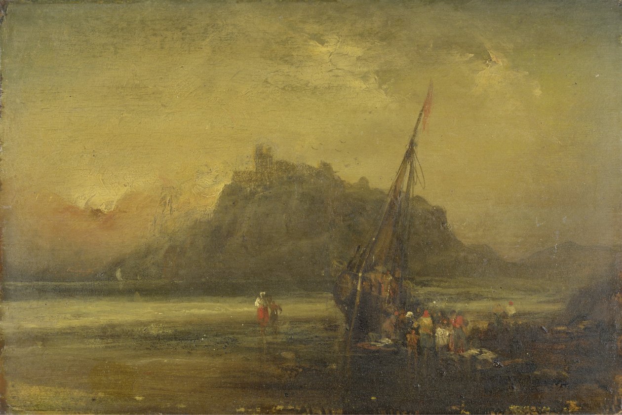 Plážová scéna (olej na papíře) od John Sell Cotman