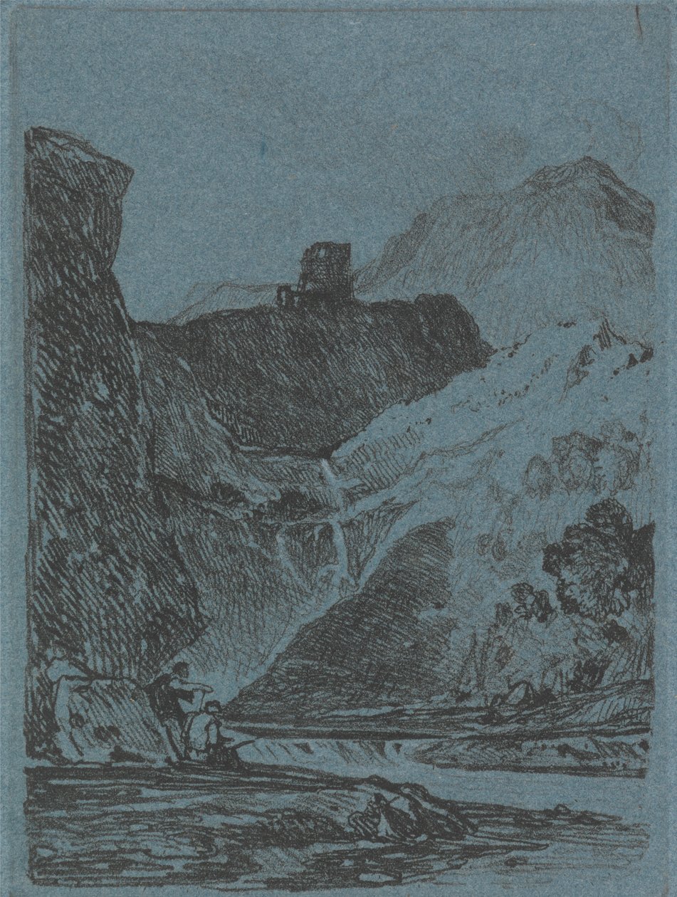 Hrad nad vodopádem od John Sell Cotman