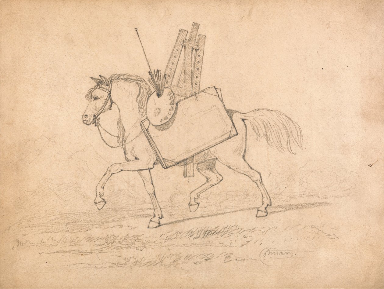 Kůň naložený uměleckými potřebami od John Sell Cotman