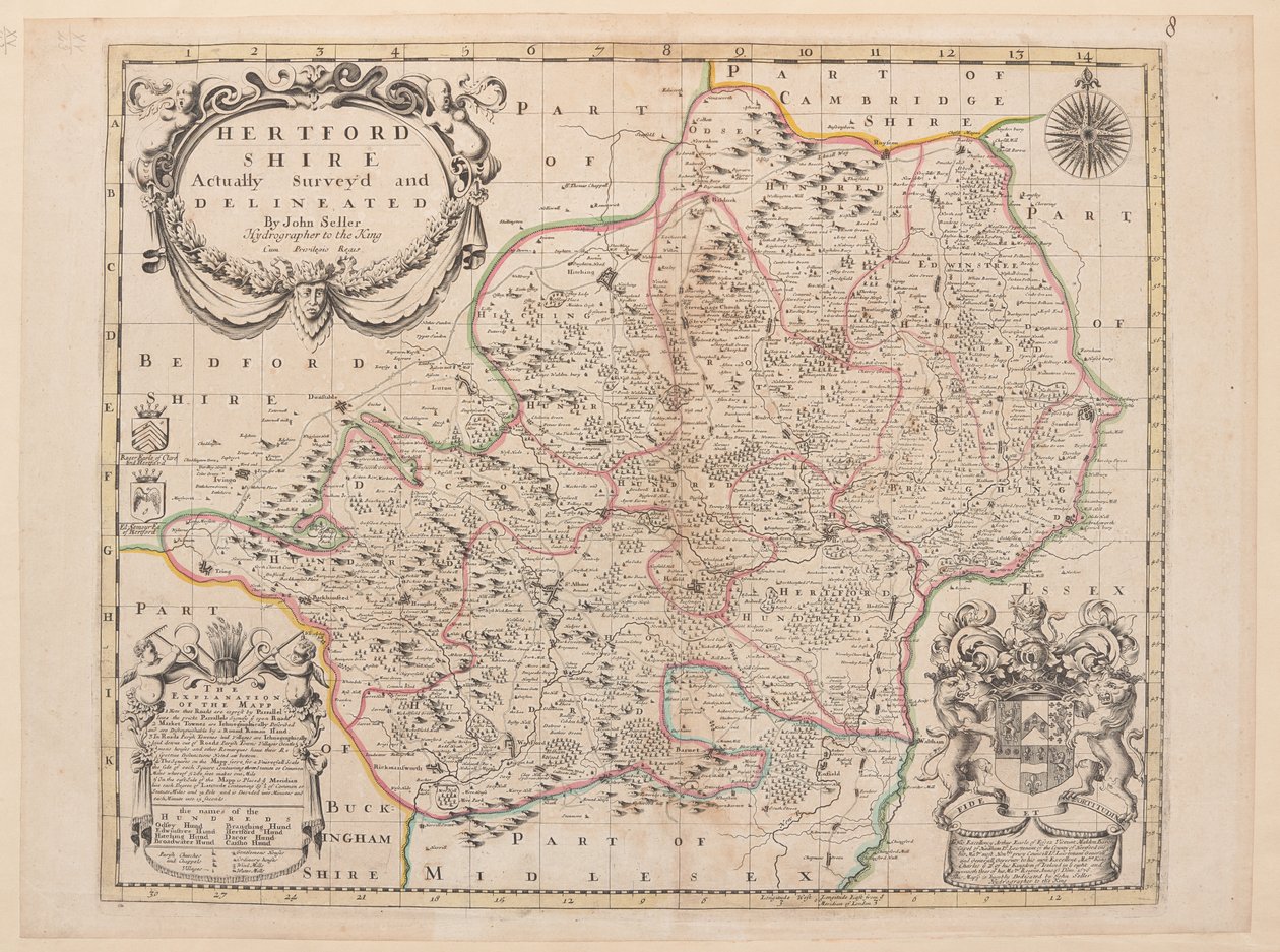 Mapa Hertfordshire od John Seller