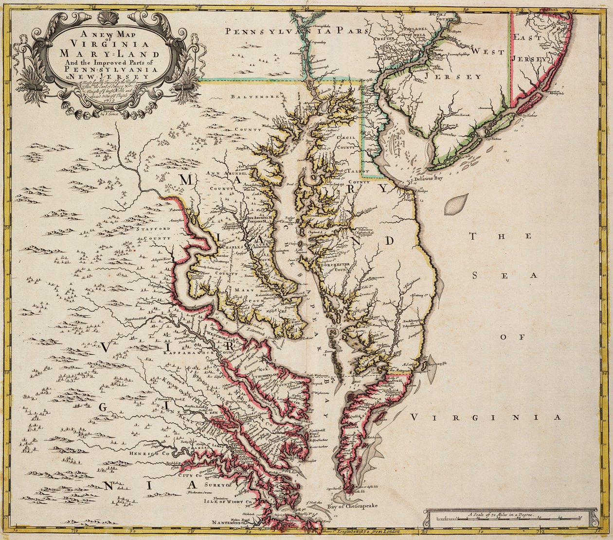 Mapa Virginie od John Senex