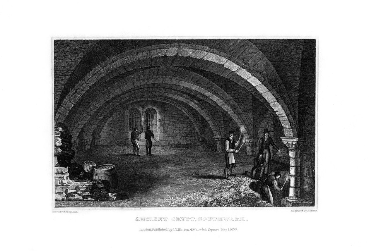 Starověká krypta, Southwark, 1830. od John Shury