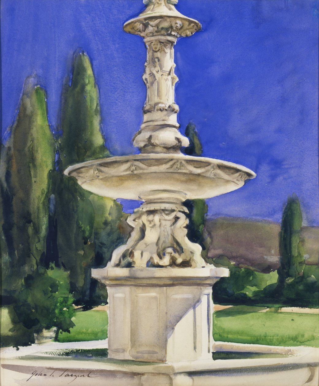 Mramorová fontána v Itálii od John Singer Sargent