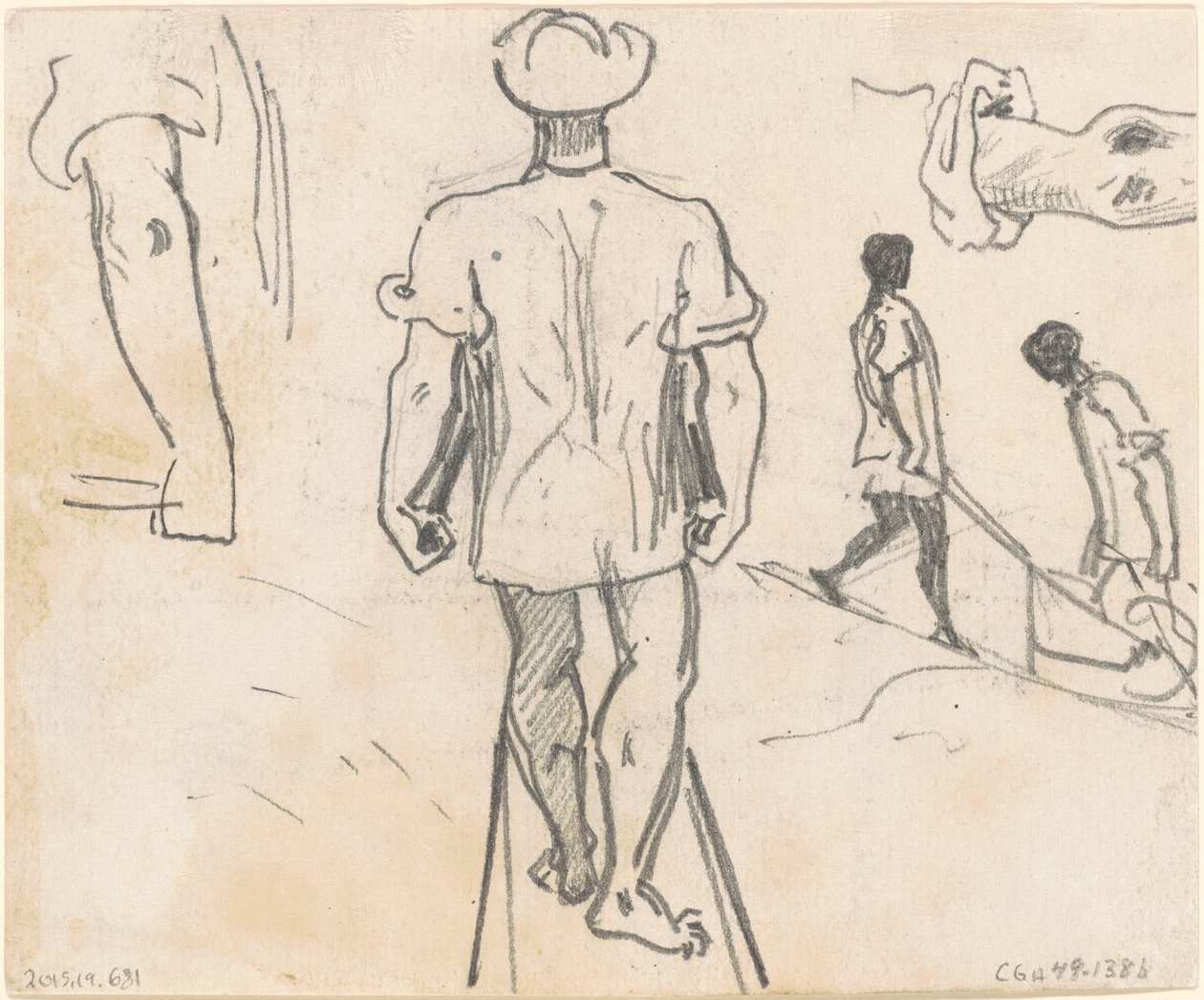 Studie rolníků s trakaři [verso] od John Singer Sargent