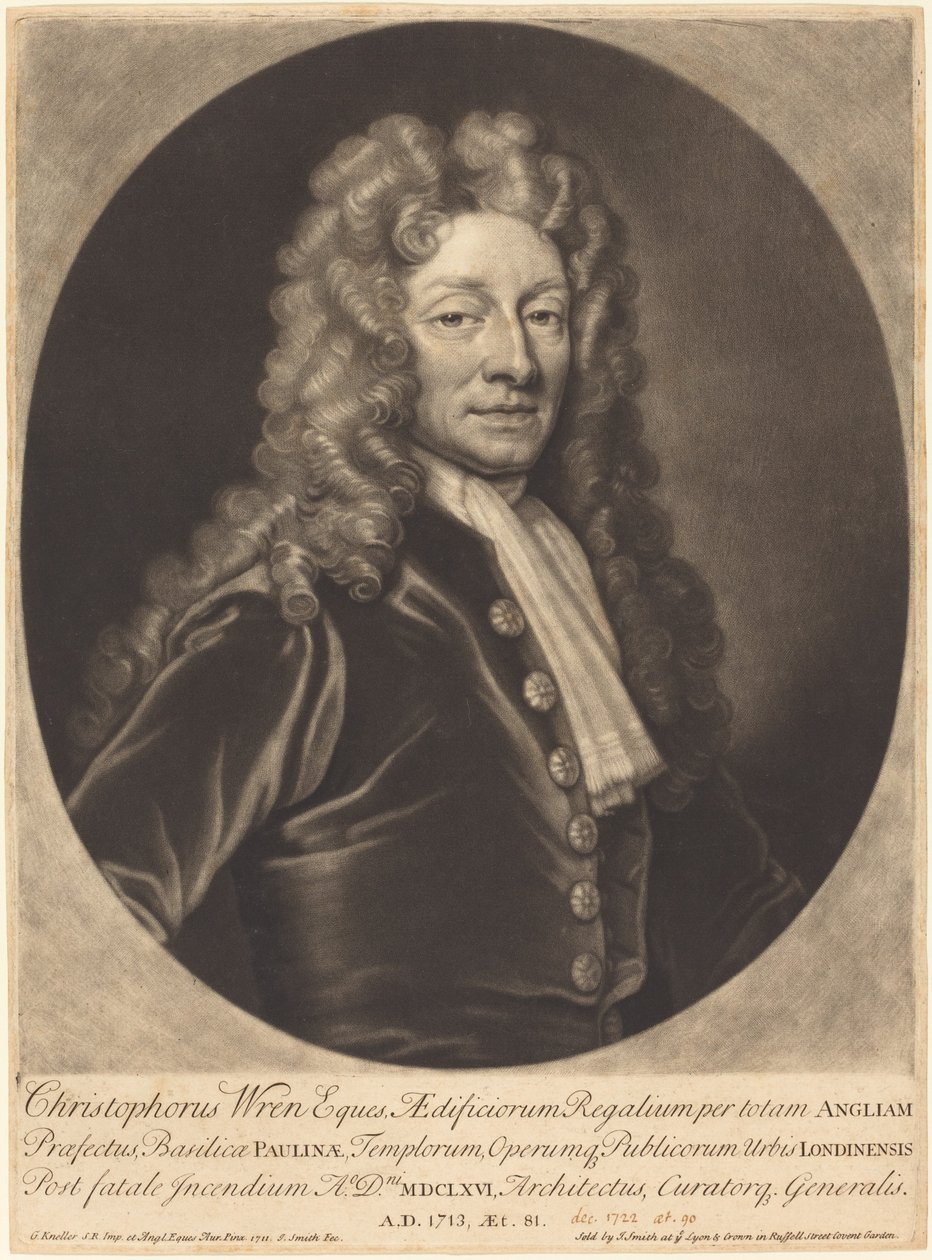 Sir Christopher Wren od John Smith after Sir Godfrey Kneller