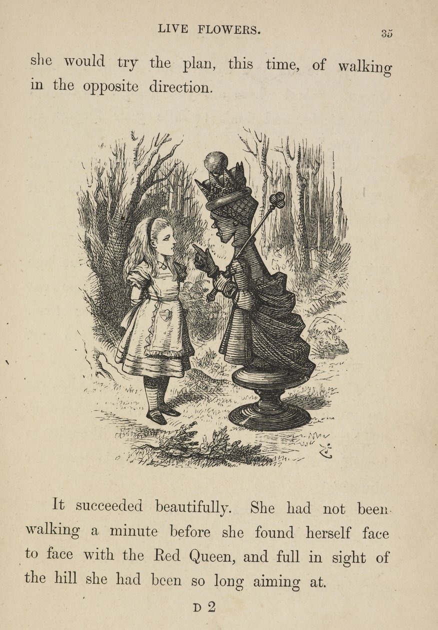 Alice čelí Rudé královně. od John Tenniel