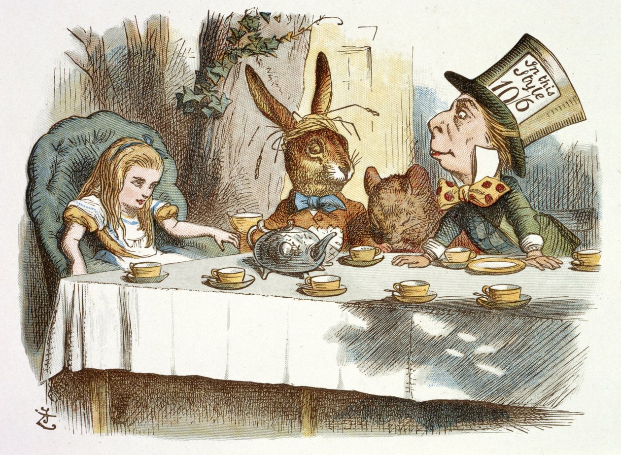 Čajový dýchánek Šíleného kloboučníka od John Tenniel