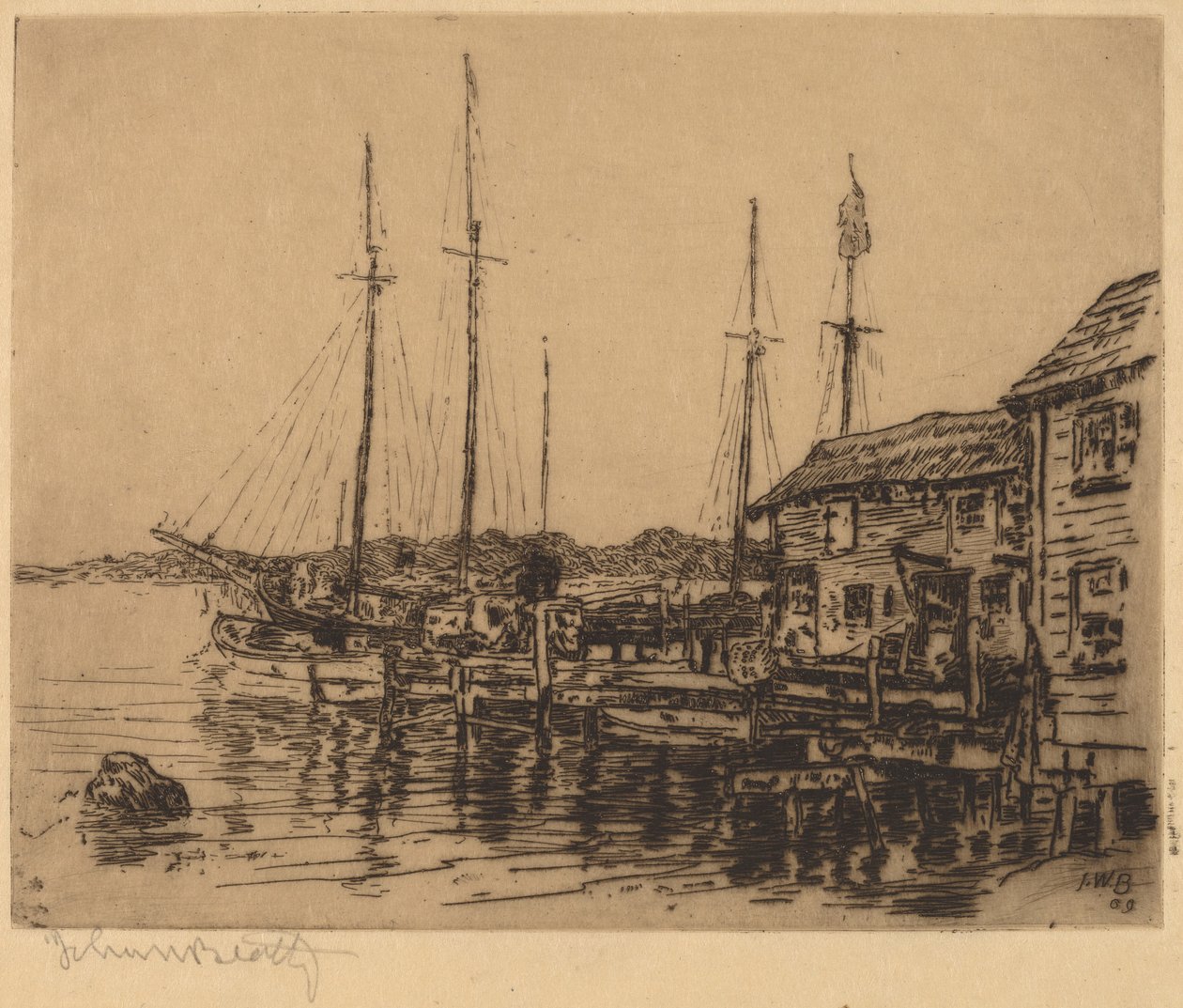 Rybářské čluny Podél Quay, Noank, Conn. od John Wesley Beatty