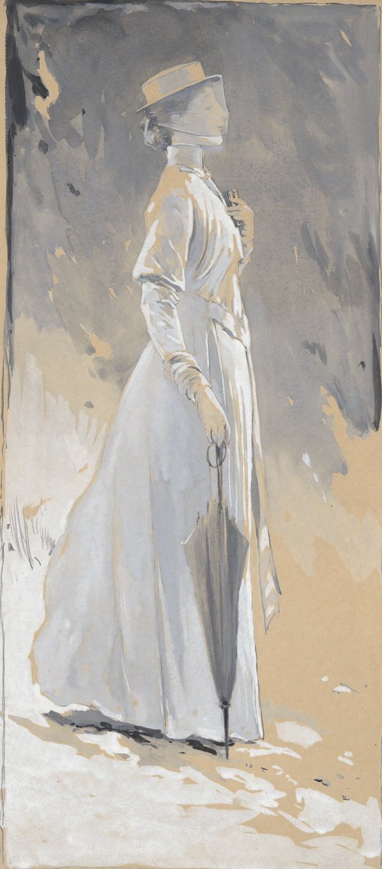 Mladá žena v bílém: Slečna Cynthia od John White Alexander