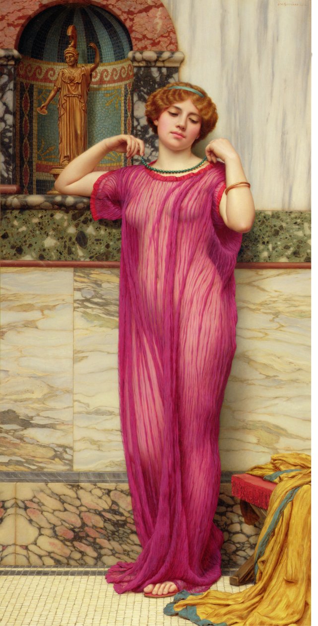 Náhrdelník, cca 1900 (olej na plátně) od John William Godward