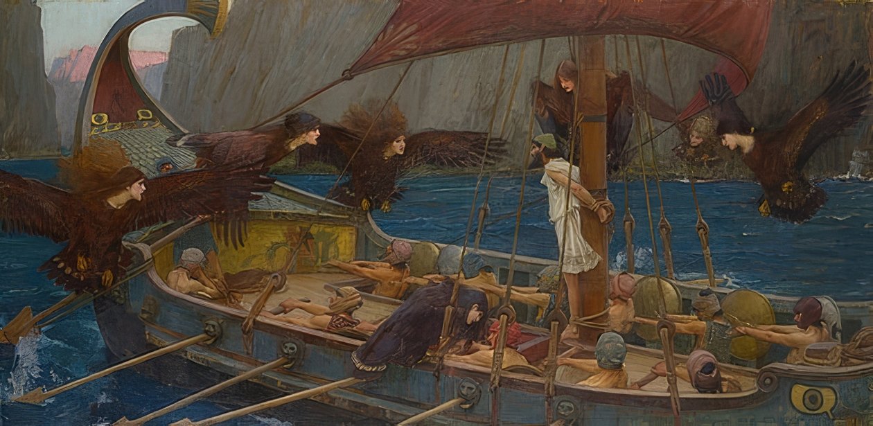 Odysseus a Sirény. 1891 od John William Waterhouse