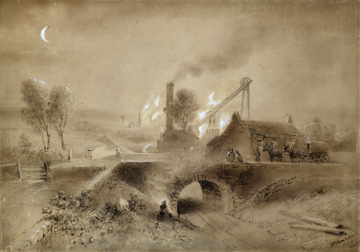 Pithead a železnice od John Wilson (after) Carmichael