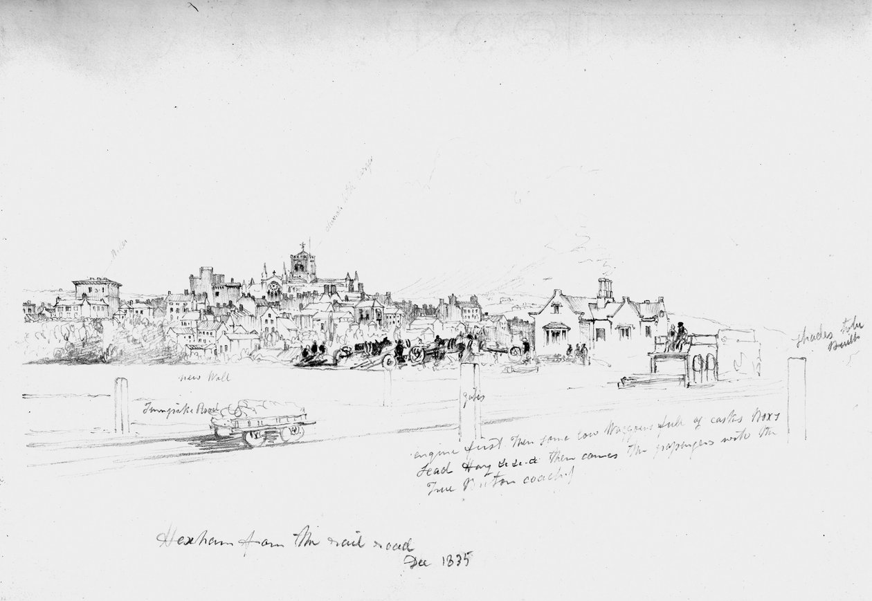 Hexham z Rail Road, 1835 od John Wilson Carmichael