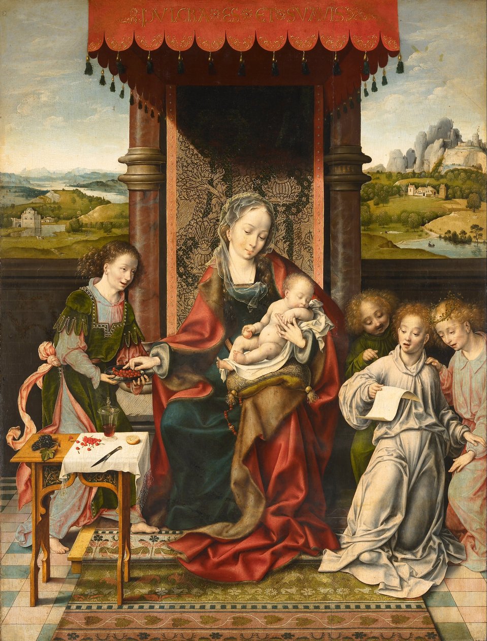 Panna a dítě s anděly od Joos van Cleve