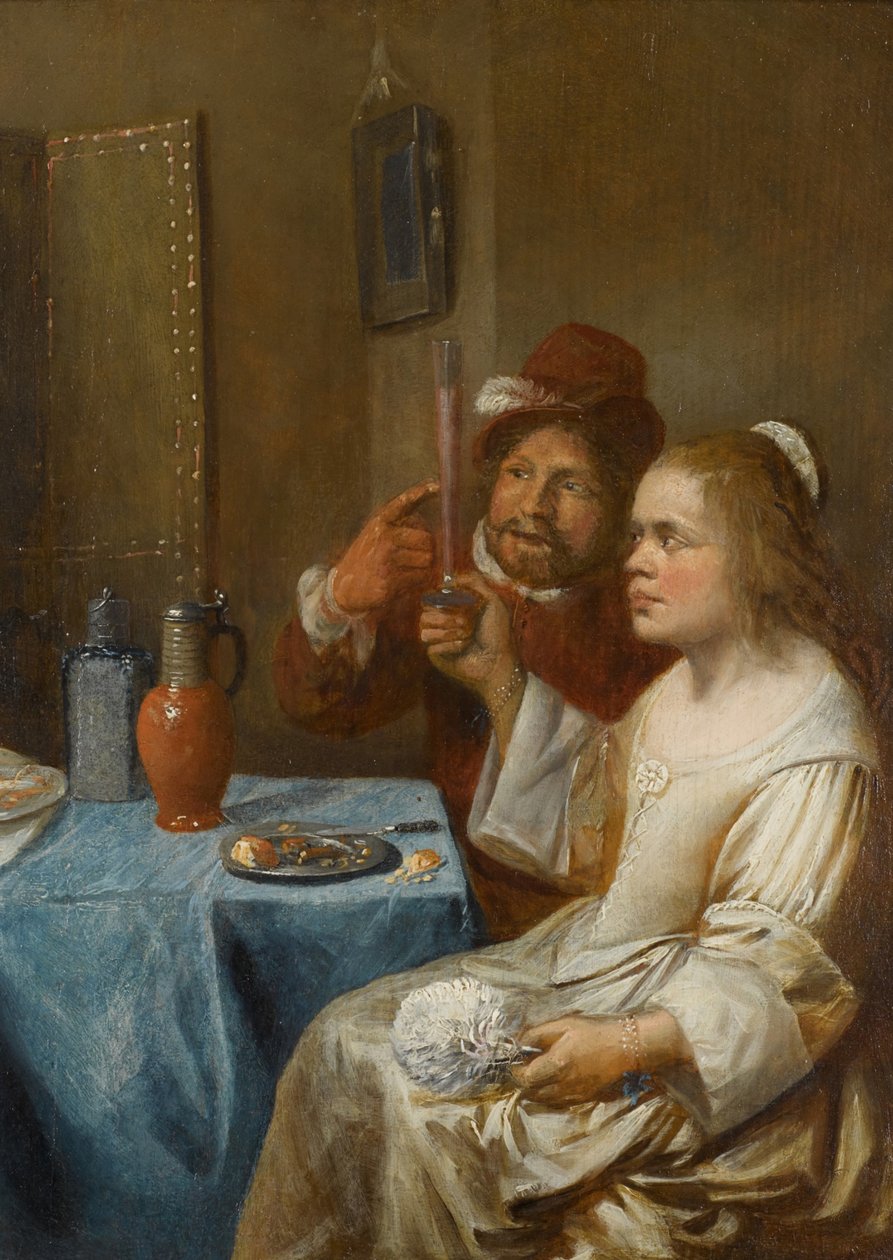Pár popíjející víno od Joos van Craesbeeck