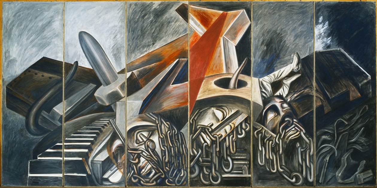 Ponorný bombardér a tank, 1940. od José Clemente Orozco
