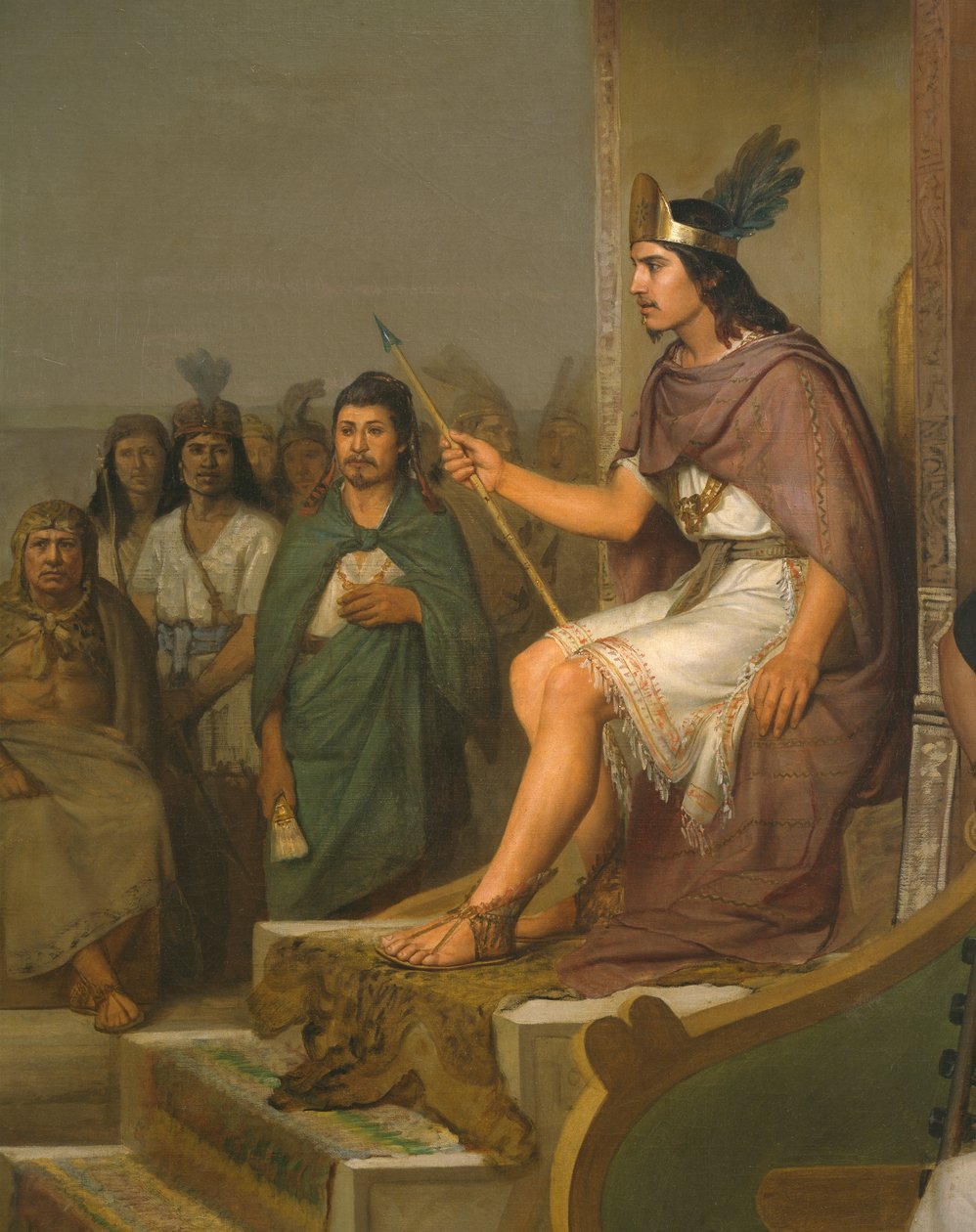 Nález pulče, detail Montezumy II c.1470-1520 1869 olej na plátně od José María Obregón