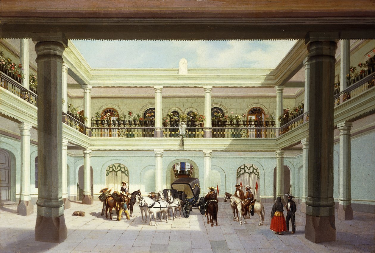 Pohled do dvora; Výhled do dvora, od Jose Agustin Arrieta