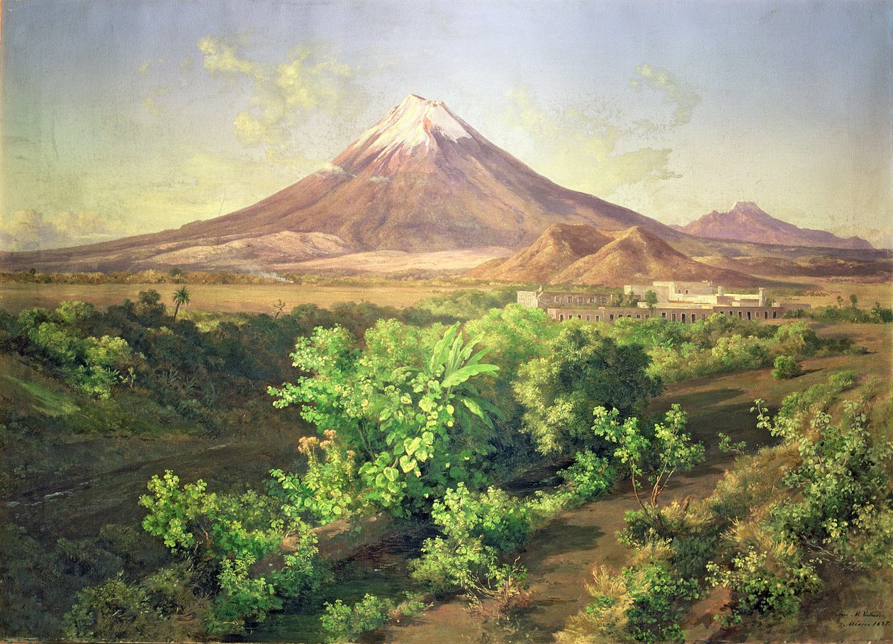 Malá sopka na mexickém venkově od José María Velasco