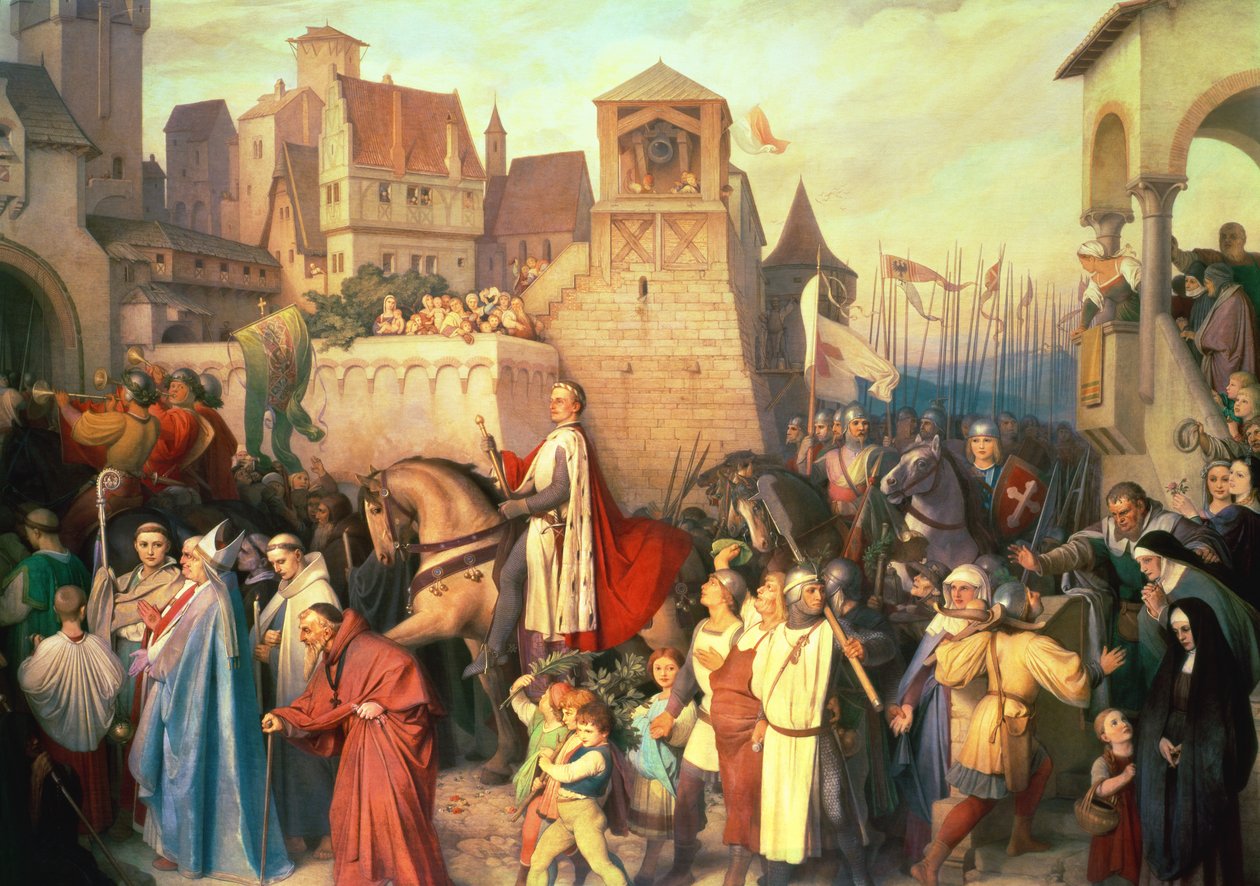 Vévoda Leopold Slavný (1176-1230) vstupuje do Vídně po návratu z křížových výprav od Josef Mathias Trenkwald