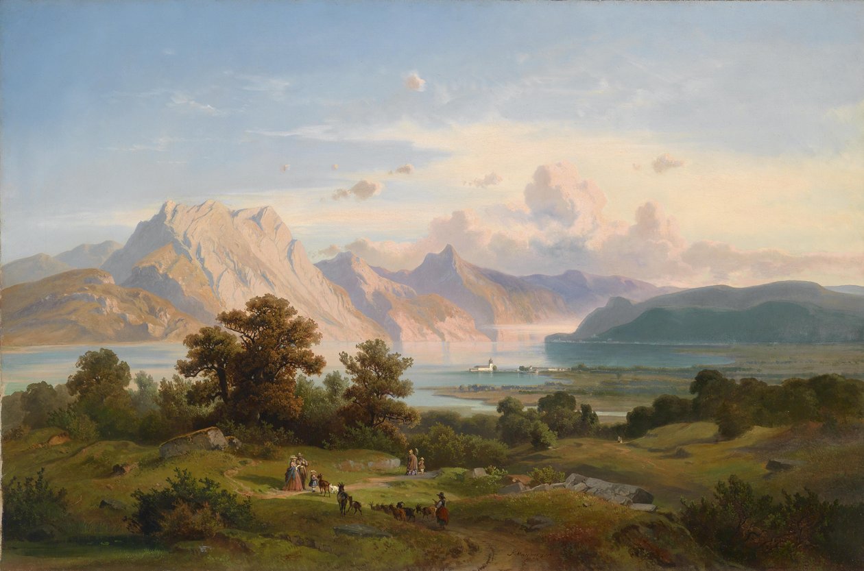 Pohled na zámek Orth u jezera Traunsee od Josef Mayburger