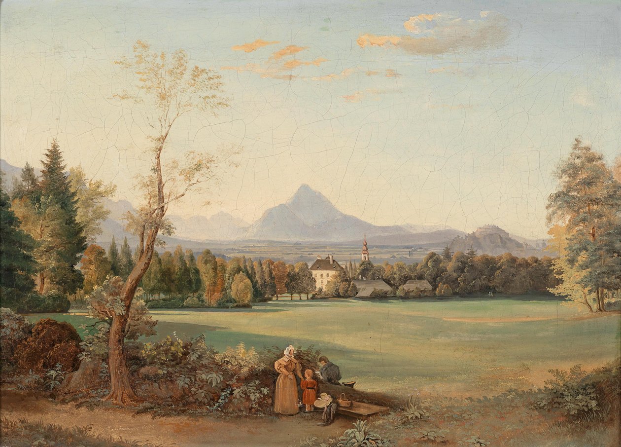 Pohled na pevnost Hohensalzburg z Aigenu od Josef Mayburger