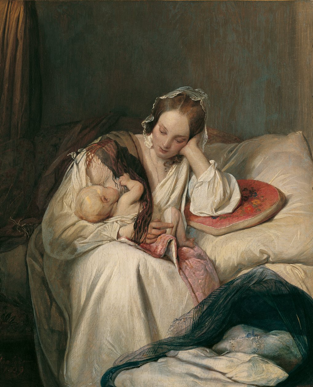 Mateřská láska (Umělcova manželka s dítětem) od Josef Danhauser