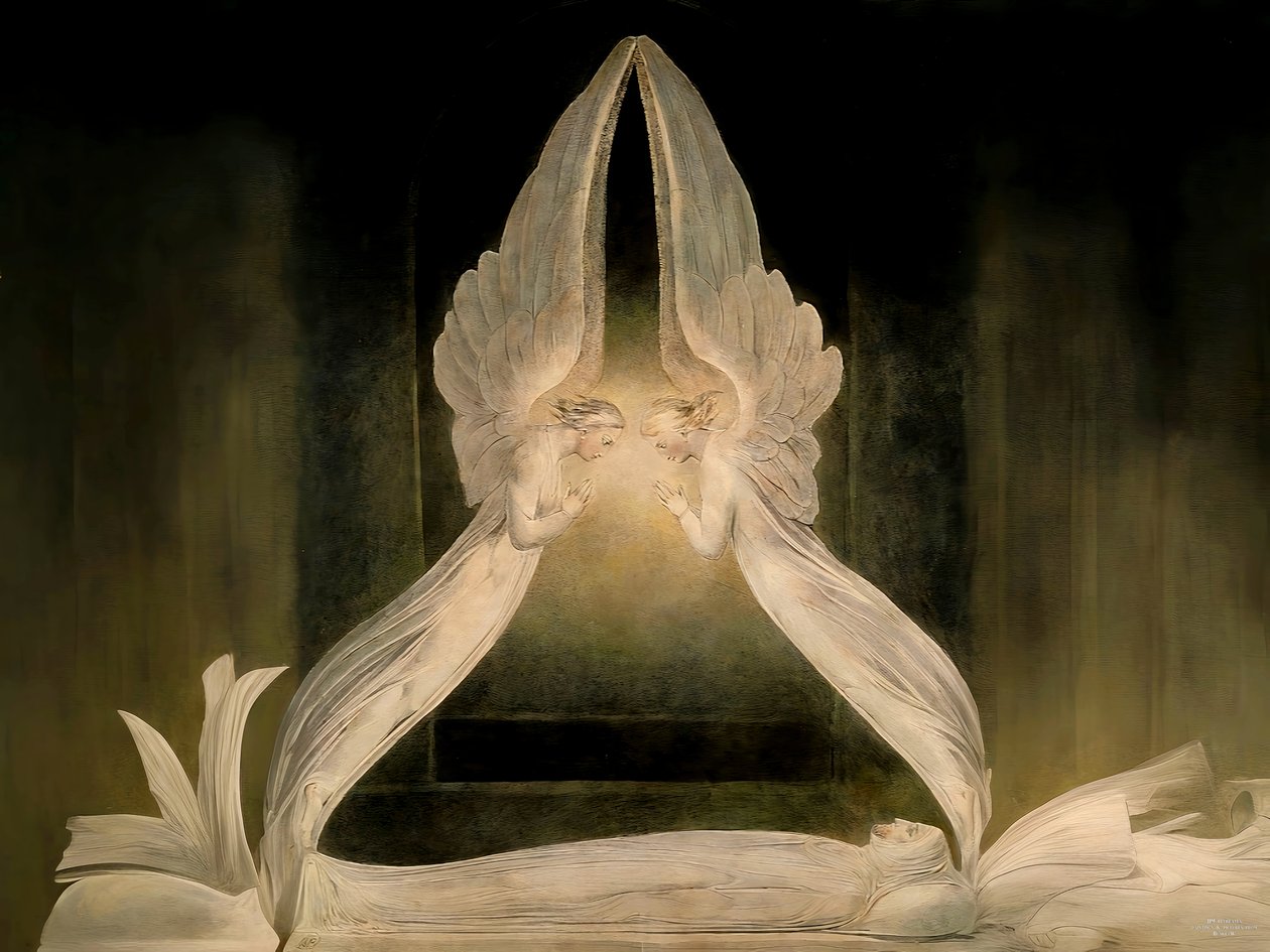 JJM-recreate_Blake-W_Christ v hrobce střežené anděly od Josef Johann Michel