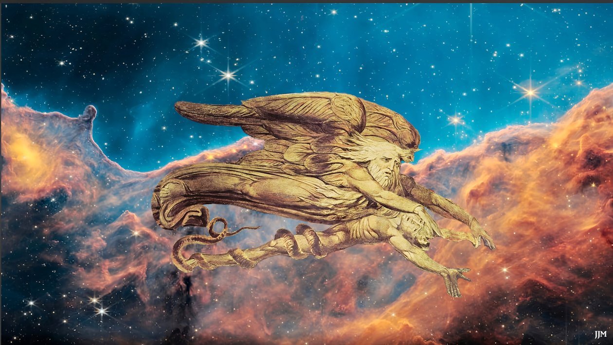 JJM-recreate: Blake-W_Und Elohim schuf Adam+JWST od Josef Johann Michel