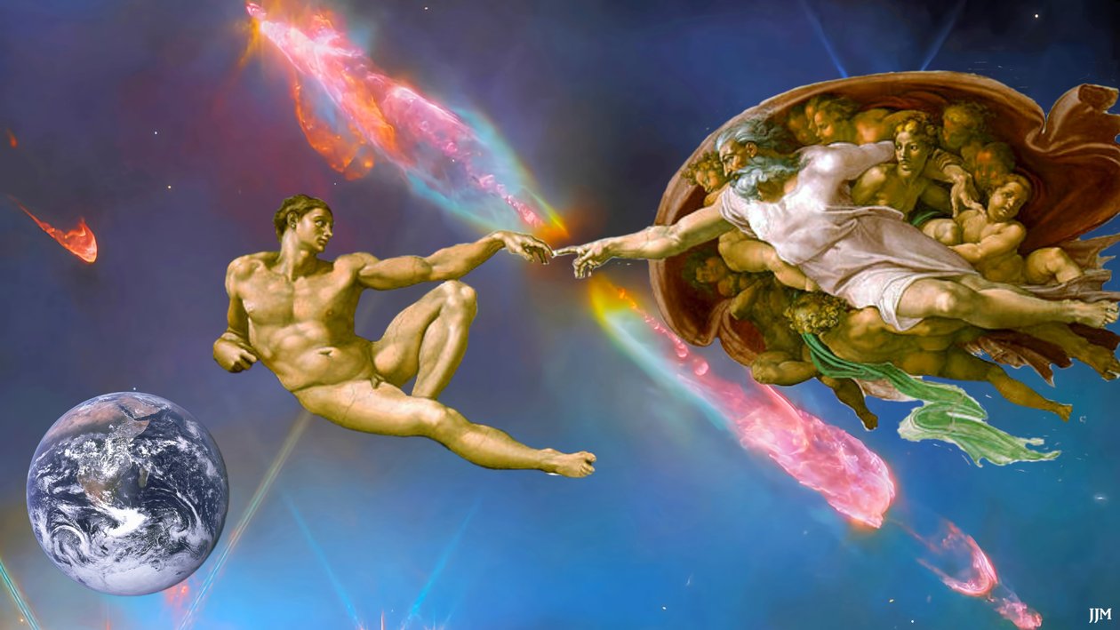 JJM-recreate: Michelangelo_The Creation of Adam+JWST od Josef Johann Michel