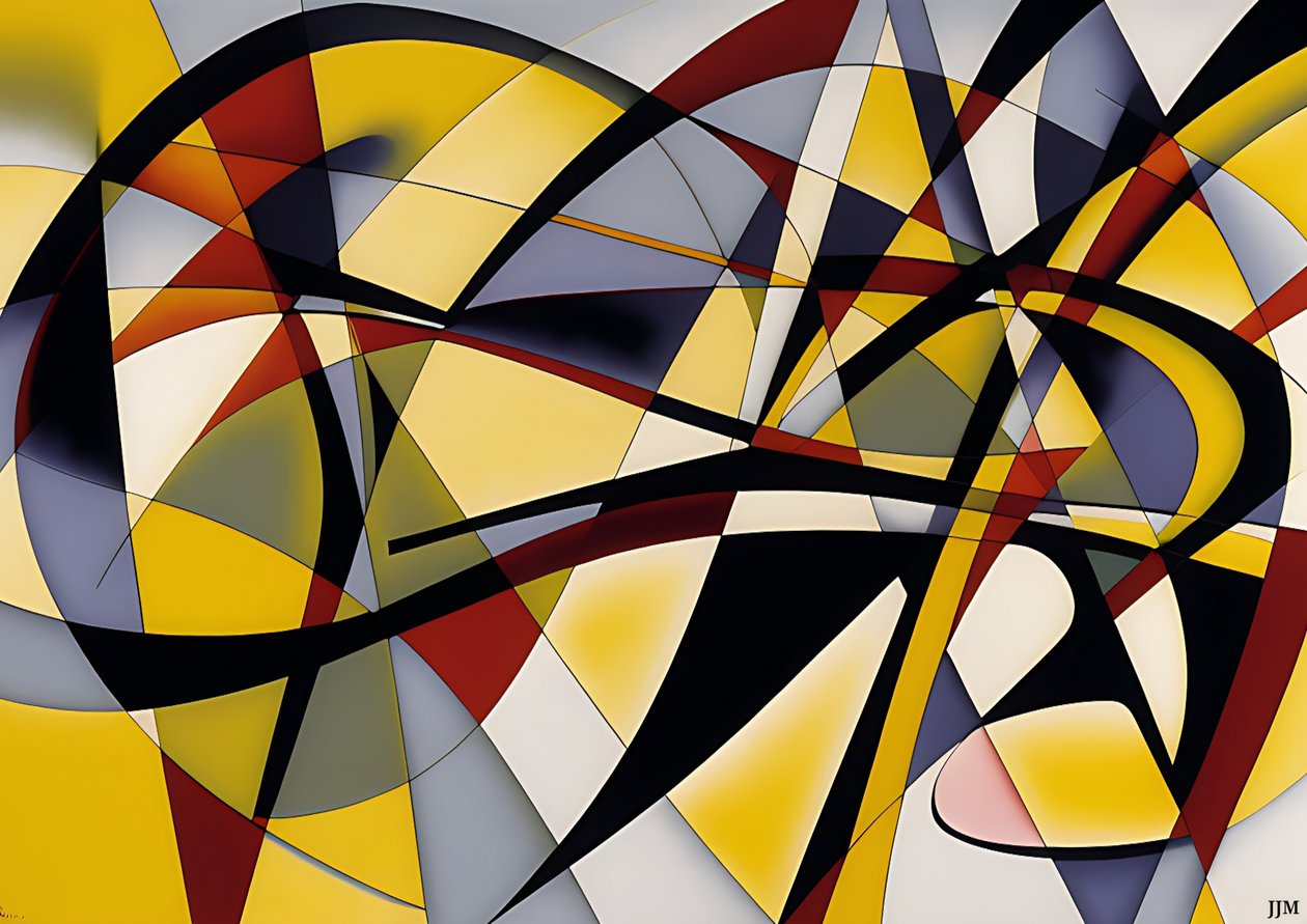 abstrakt: Silver-yellow_curve 3 od Josef Johann Michel