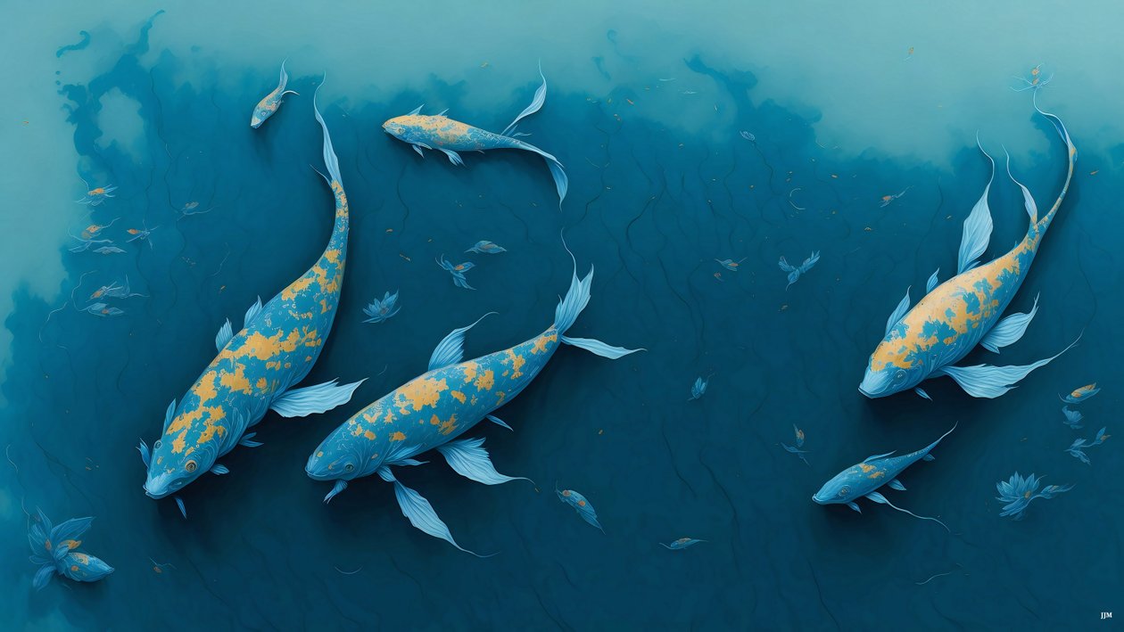mustemaalaus: Koi-Karpfish_blue_01 od Josef Johann Michel