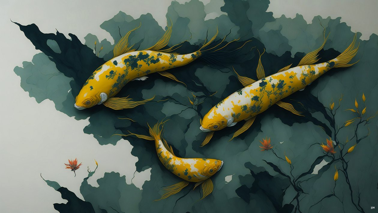 malba inkoustem: Koi-Karpfish_gold_01 od Josef Johann Michel