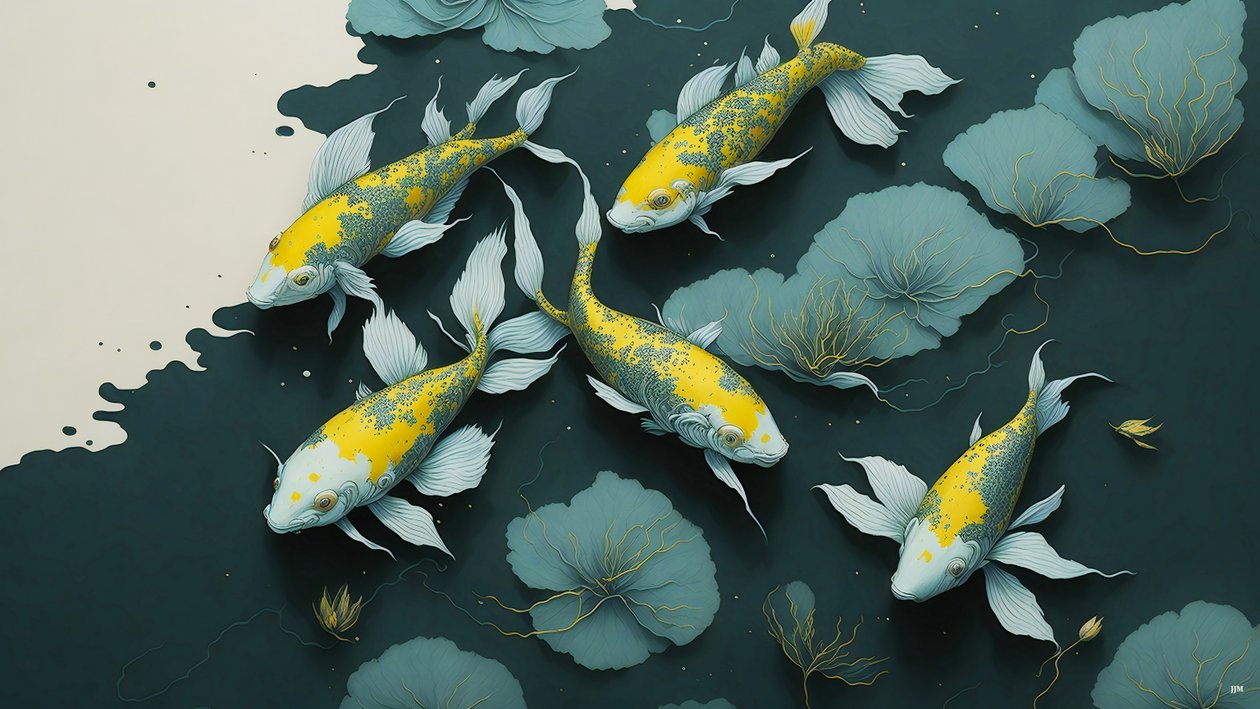 malba inkoustem: Koi-Karpfish_gold_02 od Josef Johann Michel