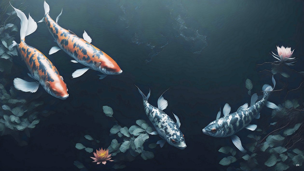 malba inkoustem: Koi-Karpfish_red+white_01 od Josef Johann Michel