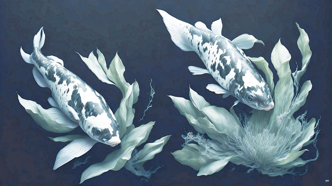 malba inkoustem: Koi-Karpfish_white marble_01 od Josef Johann Michel