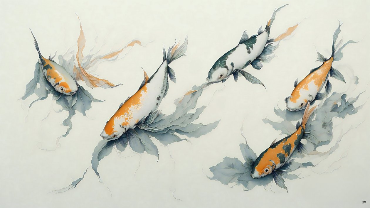 malba inkoustem: Koi kapr fish_01 od Josef Johann Michel
