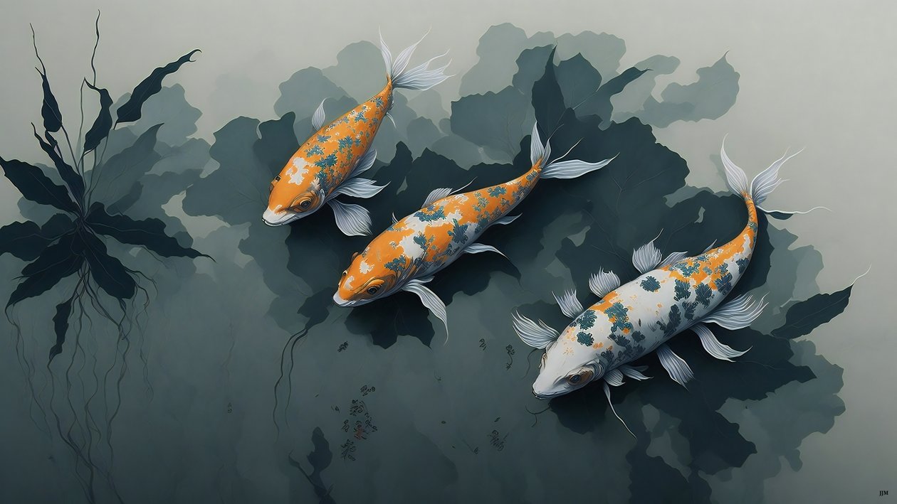 malba inkoustem: Koi kapr fish_02 od Josef Johann Michel