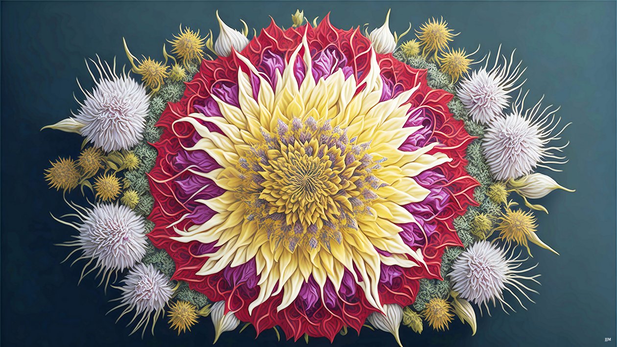 mandala: Bodlák s prvky květu_01 od Josef Johann Michel