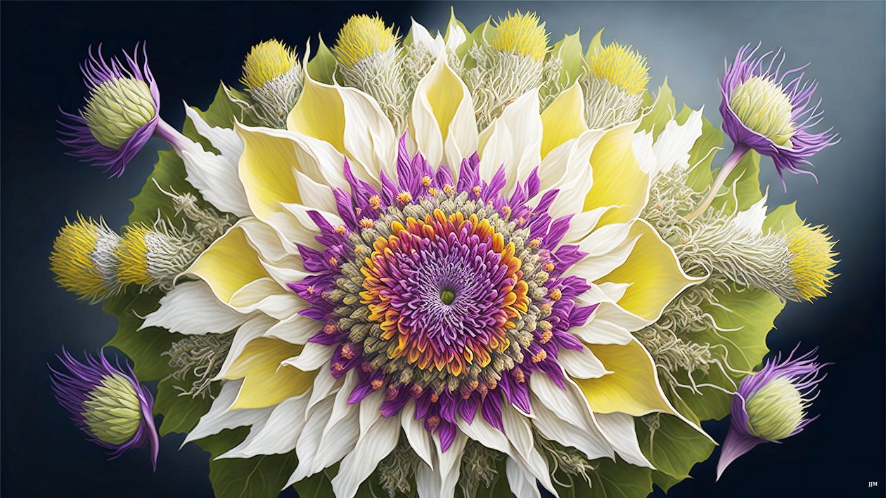 mandala: Bodlák s prvky květu_02 od Josef Johann Michel