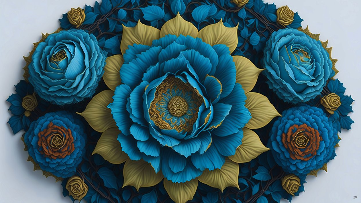 mandala: ruusu-siniset elementit_02 od Josef Johann Michel